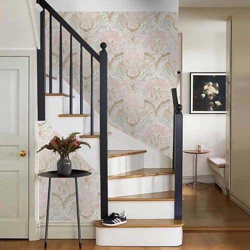 Yzogbry Boho White Pink Damask Watercolor Geometric Peel and Stick Wallpaper Wall Decor Self Adhesive Wall Paper Stick on Easy Peel Off Contact for Renter Apartment thumbnail 6