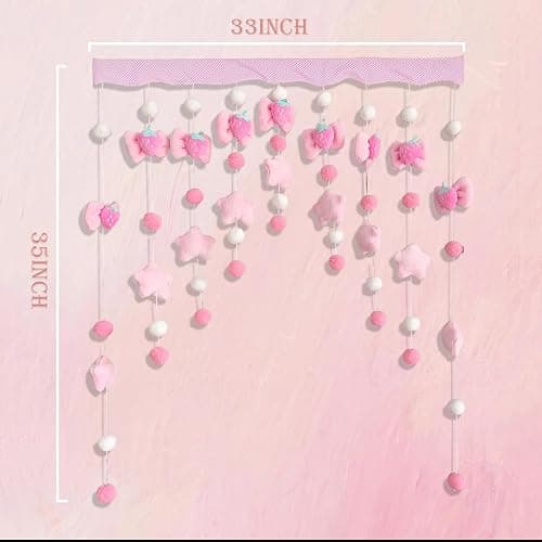Kynthyre Cute Plush Curtain for Door Window Wall 33" W x 35" L Self-Adhesive Pink Strawberry Kawaii Curtain for Living Room and Bedroom Decor thumbnail 2