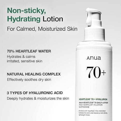 Anua Heartleaf Daily Lotion, Face Moisturizer with Hyaluronic Acid for Sensitive Skin, Lightweight, Korean Skin Care (200ml, 6.76 fl.oz.) thumbnail 3