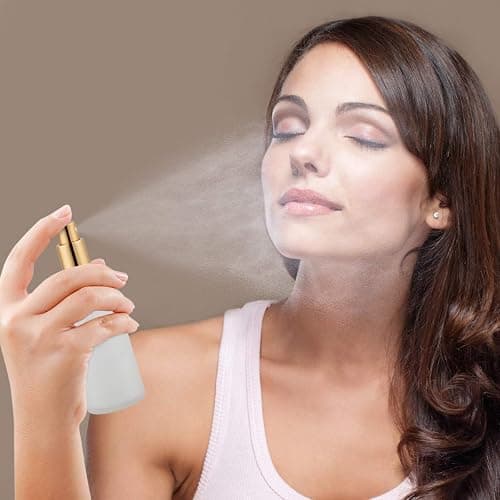Glass Spray Bottle 3.4oz, Empty Frosted Perfume Atomizer, Fine Mist Spray,Gold Sprayer (2 PACK) thumbnail 3