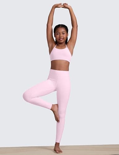CRZ YOGA Girls Butterluxe Y Back Sports Bra - Yoga Athletic Casual Tops Scoop Neck Spaghetti Strap Padded Crop Kids Teen thumbnail 3