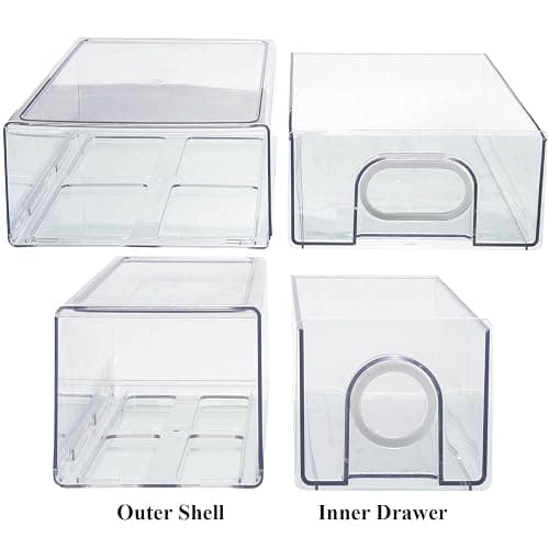 6 PCS Refrigerator Organizers And Storage Stackable Storage Drawers, Large Heavy Duty Fridge Organizer Bins Pull Out Refrigerator Organizer Bins, White Handle, 3 Drawers And 3 Small Cubes thumbnail 4