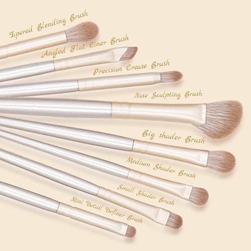 SHELWIN Eyeshadow Makeup Brushes Set with Case 8 PCS Soft Synthetic Hairs Eye Makeup Brushes for Blending Eyebrow Eyeliner Eyeshadow （Silver） thumbnail 2