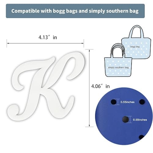 TOYORK Letter Charms for Bog Bag,Decorative Alphabet Bogg Bag Accessories Lettering Insert Charm Compatible with Bogg Bag Original Models,Charms for Rubber Beach Tote Bag White K thumbnail 5