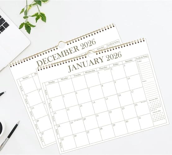 2026 Calendar - Wall Calendar 2026 from January 2026 - June 2027, 18 Months Calendar with Premium Paper, Twin-Wire Binding & Hanging Hook, 12" x 14.5", Golden thumbnail 5