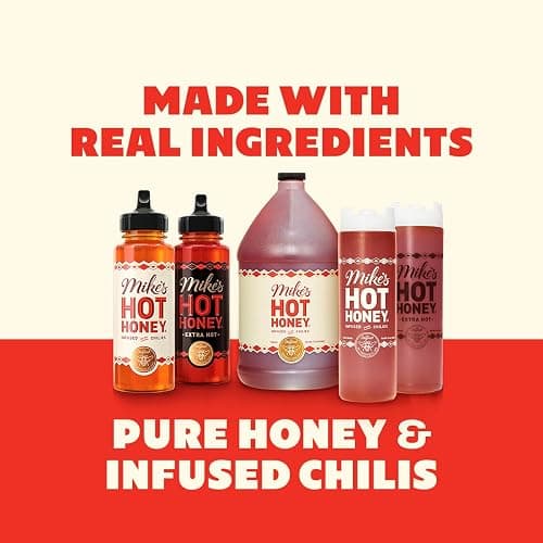 Mike's Hot Honey, America's #1 Brand of Hot Honey, Spicy Honey Infused with Chili Peppers, Certified Kosher, Gluten-Free, Paleo-Friendly, Sweet Heat, Perfect for Hot Sauce Lovers (10oz Bottle, 1 Pack) thumbnail 9