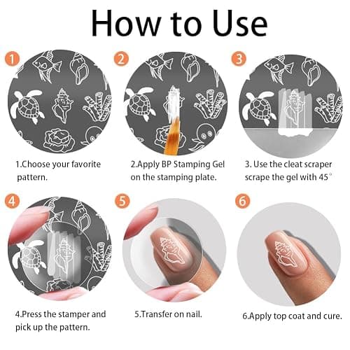 PH PandaHall 3pcs Seaside Stamping Plate Beach Stamper Shell Art Stencils Printing Template Tip Stainless Steel Image Plates for Nail Design Manicure Salon thumbnail 4