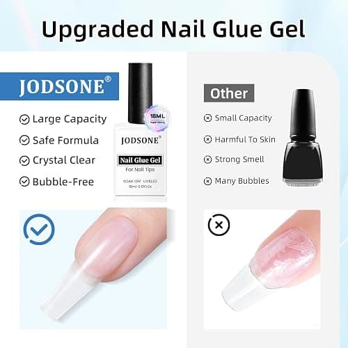 JODSONE 18ml Nail Glue Gel Polish U V Light Cured Clear Press on Nails Extension Fake at Home Salon DIY thumbnail 3