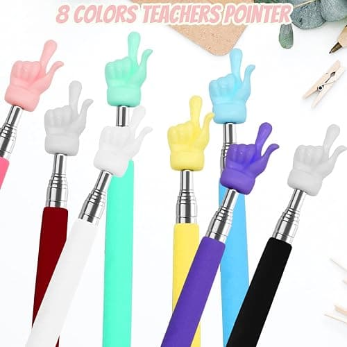 8Pcs Telescopic Teachers Pointer, Extendable Hand Pointer Finger Pointer Stick, Mini Retractable Classroom Pointer for Elementary School Kindergarten Teacher, Classroom Supplies (Multicolor) thumbnail 4