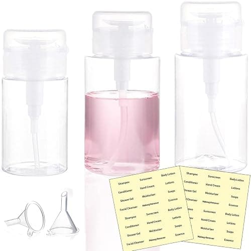 3Pcs Pump Dispenser, Push Down Polish Makeup Cleanser Alcohol Liquid Acetone Pump Dispenser, for Nail Art Polish Makeup Remover Liquid Bottle Tools(120ml 150ml 200ml) - Image 1