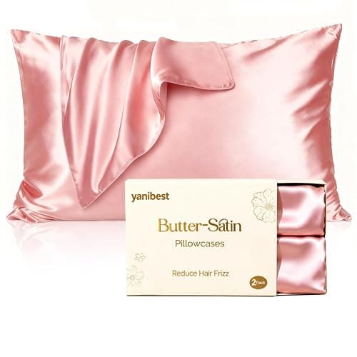 Yanibest Satin Pillowcase, Silk Pillow Cases for Hair and Skin with Zipper, Standard Pillow Cases Set of 2 for 20"x26", Exquisite Packaging for Women Men - Image 1