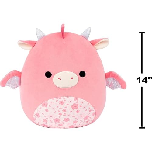 Squishmallows Original 14in Aegi The Pink Dragon with Sakura Print Belly – Official Jazwares Plush (Large) thumbnail 3