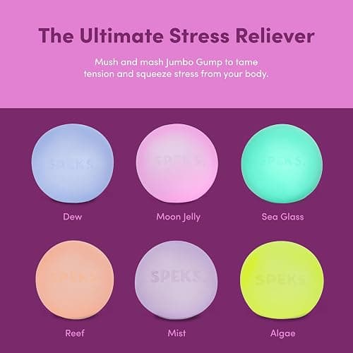 Speks Jumbo Gump Stress Balls | Ultra Soft Squishy Fidget Toy for Adults & Teens | Stress Relief & Desk Toy | Moon Jelly thumbnail 6