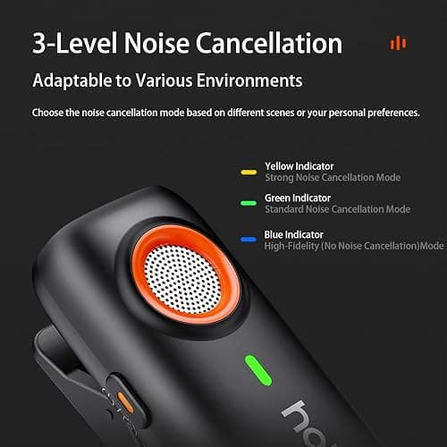 hohem MIC-01 Wireless Lavalier Microphone, 3-Level Noise Cancelling Built-in TF Card Slot Remote Shutter Control Clip On/Magnet Mic for Smartphone Camera Laptop Tablet thumbnail 2