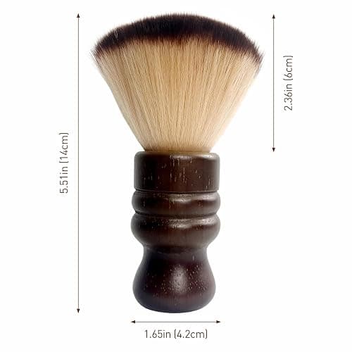Jaasuee Large Neck Duster Soft Nylon Hair Barber Brush with Wooden Handle Face Cleaning Hairbrush for Haircuts and Styling Kits, Brown thumbnail 4