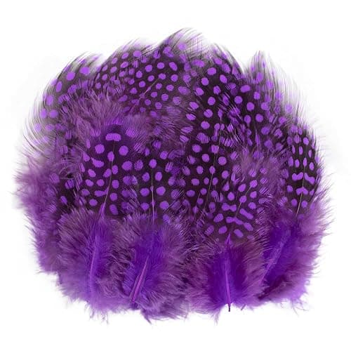 50pcs 3-6 Inches Purple Colorful Spotted Feathers for Craft Jewelry and Clothing Decoration and Dream Catcher - Image 1