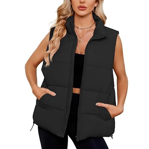 Century Star Puffer Vest for Women's Outerwear Vests Puffy Oversized 2024 Quilted Vest Tops Jackets Coat with Pockets - Image 1