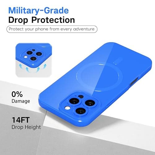 Svanove for iPhone 16 Pro Phone Case Silicone Magnetic, Compatible with Magsafe Case Cute for Women, Girly Bright Color Glossy Jelly Thin Slim Hard Mag Safe Rubber & Camera Cover, Neon Blue thumbnail 6