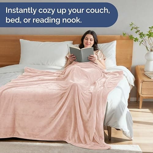 Ultra Soft Fleece Blanket Throw XL Size - Flannel Fleece Luxury Throw XL Blanket - Lightweight for Couch Bed Chair- Thick, Warm and Breathable - All Season Anti-Static Microplush Bedding, Rosewater thumbnail 4