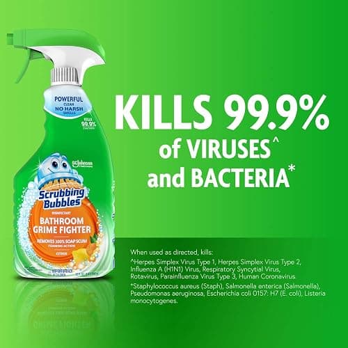 Scrubbing Bubbles Bathroom and Shower Cleaner Disinfectant Spray, Foaming Action Bathroom Grime Fighter, Citrus Scent, 32oz thumbnail 4