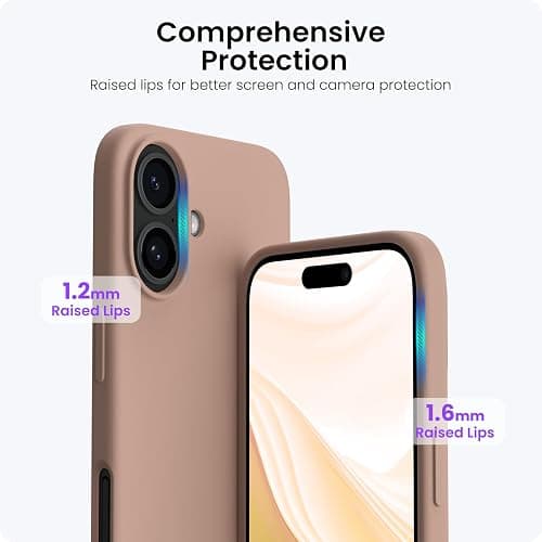 ORNARTO Compatible with iPhone 16 Plus Case 6.7, Slim Liquid Silicone 3 Layers Full Covered Soft Gel Rubber Phone Case Protective Cover 6.7 Inch, Light Brown thumbnail 4