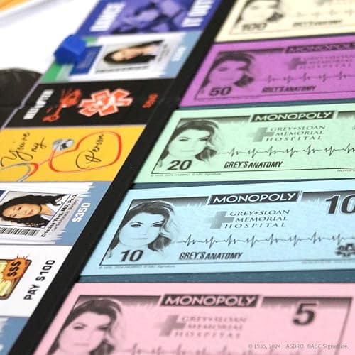 Monopoly: Grey's Anatomy Board Game | Featuring Ferry Boat, Clipboard, Scrub Top, and More | Buy, Sell, Trade Iconic Doctors from Miranda Bailey to Meredith Grey | Officially Licensed Collectible thumbnail 8