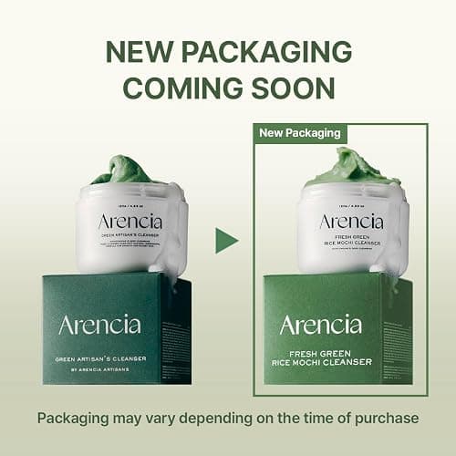 ARENCIA Korean Rice Mochi Face Cleanser & Daily Scrub - Moisturizing, Brightening & Deep-Cleansing - All Skin Types, Vegan, Organic - with Rice Powder, Rice Water & Green Tea (1.76oz) thumbnail 2