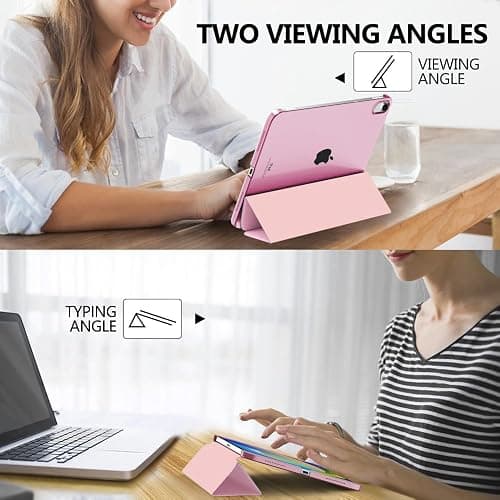 MoKo for iPad (A16) 11th Generation Case 11 Inch 2025, iPad 10th Generation Case 10.9 Inch 2022, Slim Stand Hard PC Translucent Back Shell Smart Cover, Support Touch ID, Auto Wake/Sleep, Flowers Pink - Flowers Pink thumbnail 5