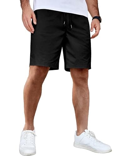COOFANDY Men's Casual Shorts Cotton Elastic Waist Drawstring Shorts Lightweight Summer Beach Shorts - Image 1
