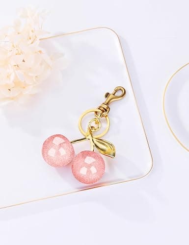 OVRUNS Cherry Bag Charm Cute Cherry Accessories Sparkling Purse Charms for Women thumbnail 5