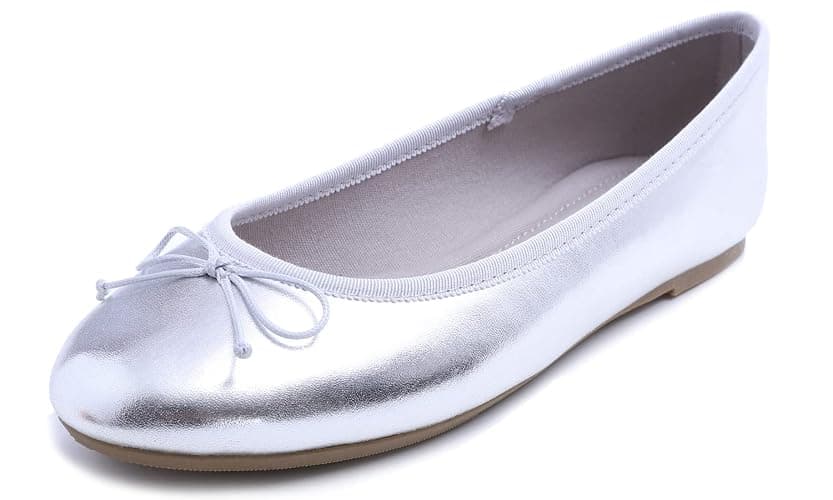 FEVERSOLE Women's Macaroon Colorful Memory Foam Cushion Insock Patent Ballet Flat - Image 1