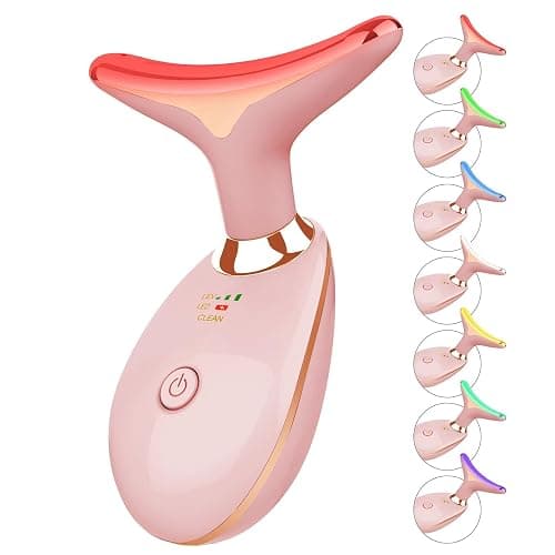 ELISHINE 7 Color Face and Neck Massager Light Therapy, Red Light Based Facial Massager for Skin Care, Firming, Smoothing (Rose Golden) - Image 1