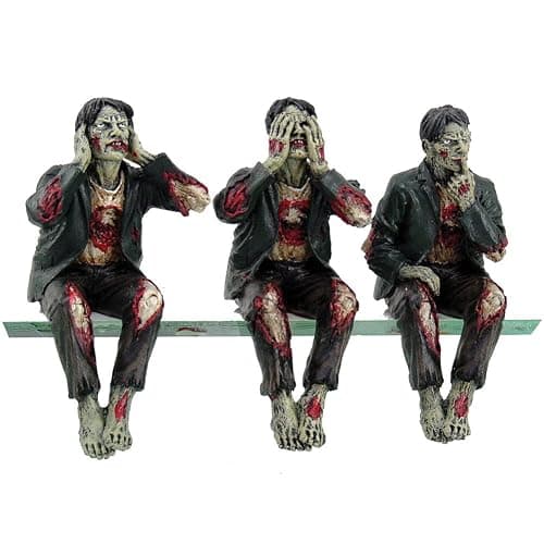 Walking Dead Zombie Undead See Hear Speak No Evil Set of Shelf Sitters Computer Top Statue Figurines - Image 1