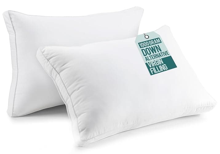 Utopia Bedding Down Alternative Bed Pillows for Sleeping Queen Size (White), Set of 2, Soft & Fluffy Pillow with Cooling, Hotel Quality, Gusseted Pillow for Back, Stomach or Side Sleepers - Image 1