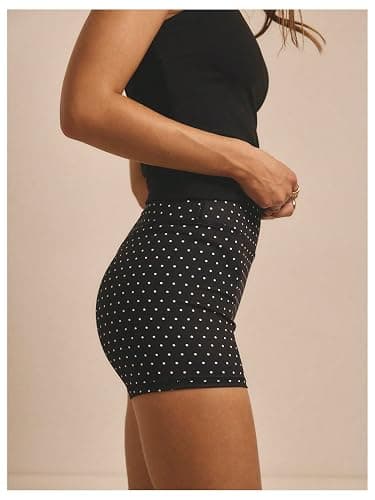 WDIRARA Women's Polka Dots Biker Shorts Elastic Waist Athletic Workout Yoga Shorts thumbnail 3