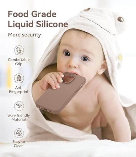 AOTESIER Magnetic for iPhone 13 Pro Phone Case, [Compatible with MagSafe][Military Shockproof Protection] Silicone Case with Soft Microfiber Lining, Camera & Screen Protection 6.1 inch, Light Brown thumbnail 7