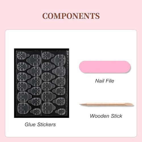Cuteworld Short Almond Press on Nails - Stripe Pink & Red | Stripe Design, Glossy Full Cover Fake Nails 24Pcs for Women thumbnail 6