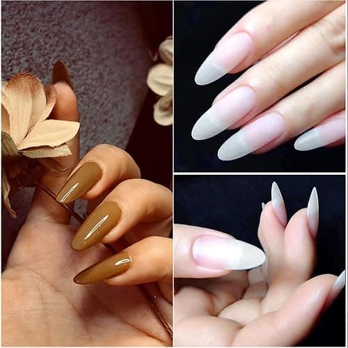 240pcs Medium Almond Acrylic False Nail Tips Kit Soft Gel Full Cover Matte Press on Nails Clear Artificial Fake Nails for Nail Extension Coffin Stiletto Square Oval Shaped Ballerina Nail Art Tips Set thumbnail 6