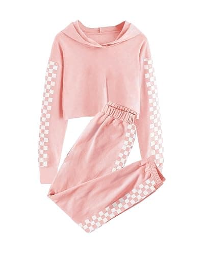 Meikulo Kids 2 Piece Outfits Girls Crop Tops Hoodies Long Sleeve Fashion Sweatshirts and Sweatpants - Image 1