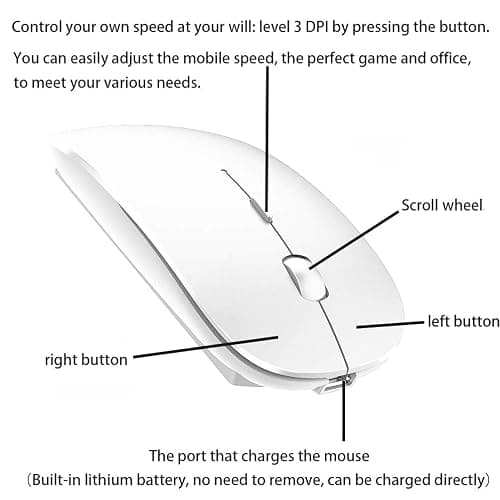 PEIBO Bluetooth Wireless Mouse for Laptop mac MacBook ipad MacBook air MacBook pro pc Desktop Computer Windows Chromebook Notebook (White) thumbnail 5