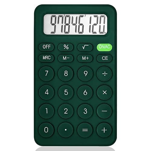 Cute Calculator, Basic Four Function for Teachers Students Basics Office, Small Handheld Calculators, 8 Digit with LCD Display, Sensitive Button, 5.5×3.2 inches Deep Green - Image 1