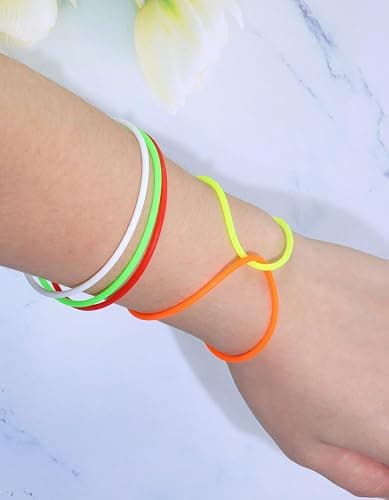 PENTA ANGEL Silicone Jelly Bracelet 30Pcs 10 Colors Adult Size Retro Neon 80s Style Costume Wrist Band Elastics for Men Women Party Favors thumbnail 4