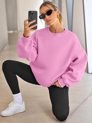 EFAN Womens Oversized Sweatshirts Hoodies Fleece Crewneck Sweaters Casual Tops Comfy Fall Fashion Outfits Winter Clothes 2025 thumbnail 3