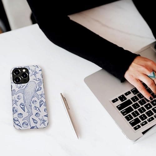 DAIZAG Case Compatible with iPhone 14 Pro,Fit Shockproof Cover for Women Girls,Blue Seashell Whale Shark Ocean thumbnail 7