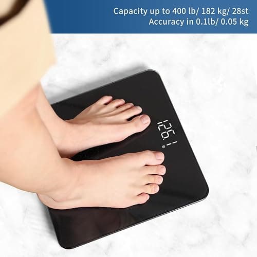 Vitafit Digital Bathroom Scale for Body Weight, Weighing Professional Since 2001, Clear LED Display and Step-On, 3*AAA Batteries Included, 400lb/182kg, Spray Silver Black thumbnail 3