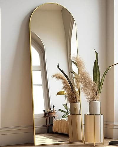 BEVERDY Arched Full Length Mirror - 18"58" Floor & Wall Mounted Mirror for Bedroom & Living Room, Gold thumbnail 8