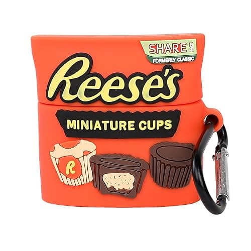 LEWOTE Compatible with Apple Airpods 4 Case Protective Funny Cute Cartoon Slim Candy Cover with Keychain (Reeses) thumbnail 2