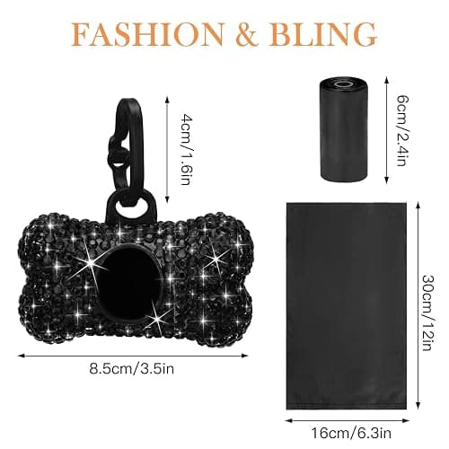 Black crystal dog poop bag holder thumbnail 3