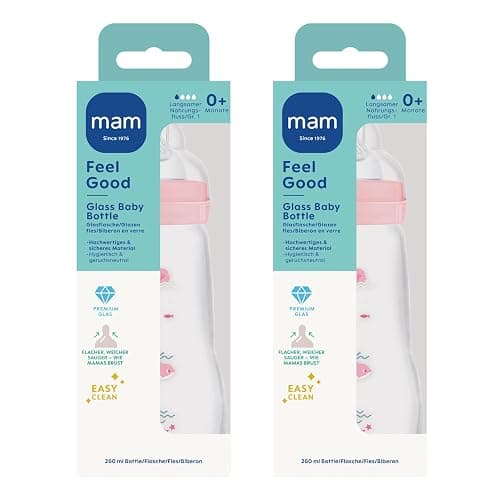 MAM 67036722–2 – Lot de 2 biberons confort en verre 260 ml - pour fille thumbnail 3