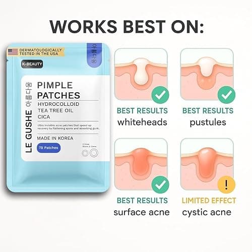 LE GUSHE K-BEAUTY Pimple Patches for Face (132 dots) - Hydrocolloid Acne Patch for Zits and Blemishes - Invisible Blemish Patches | Spot Cover Stickers for Glowing Skin | Korean Skin Care thumbnail 5